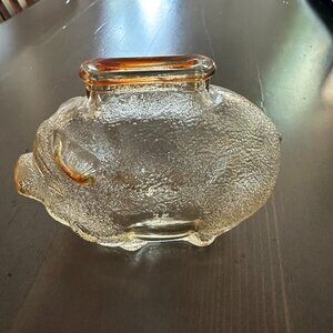 🐷✨ Vintage Anchor Hocking Amber Glass Piggy Bank ✨🐷